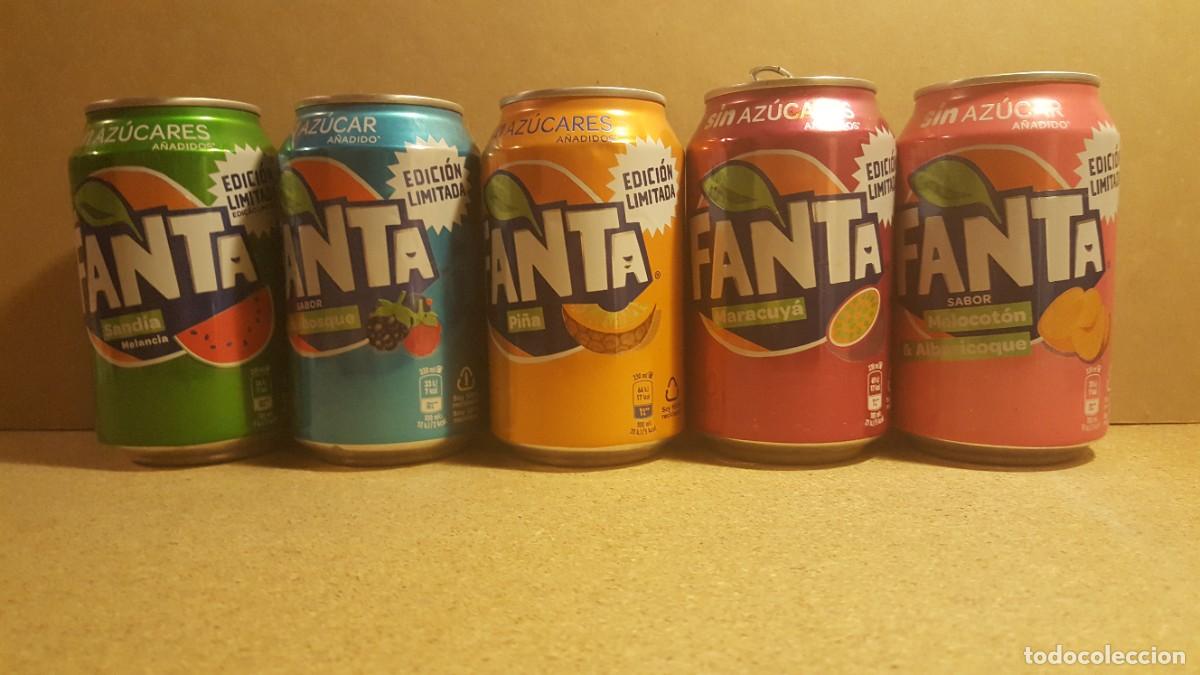 Colecionismo de Coca-Cola e Pepsi: Lote 5 Latas de refresco Fanta Edici&oacute;n limitada de distintos sabores. Vac&iacute;as.