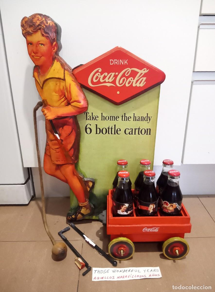 Coleccionismo de Coca-Cola y Pepsi: EXPOSITOR DISPLAY DECORACI&Oacute;N REPRODUCCI&Oacute;N COCA COLA NI&Ntilde;O CARRO CARRITO MADERA BOTELLAS ENV&Iacute;O GRATIS