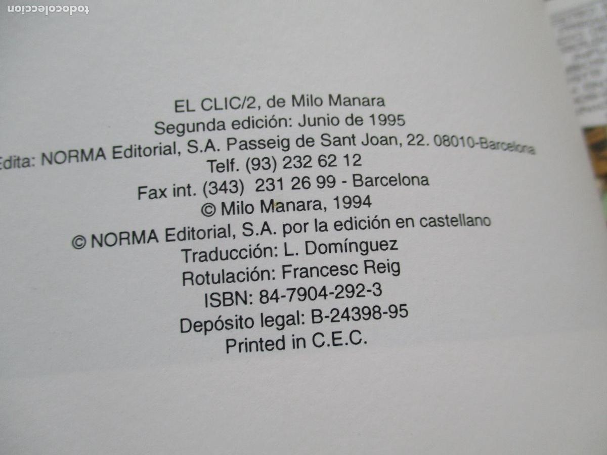 C&oacute;mics: MILO MANARA, EL CLIC 2, NORMA-1995 - Foto 2