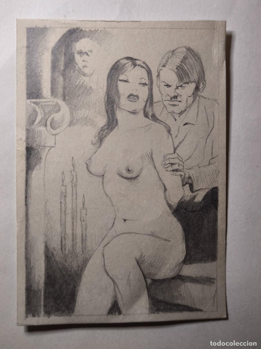 Comics: ILUSTRACI&Oacute;N DIBUJO A L&Aacute;PIZ. Boceto Trabajo. C&oacute;mic pulp horror er&oacute;tico. Escuela Valenciana A&ntilde;os 60/70
