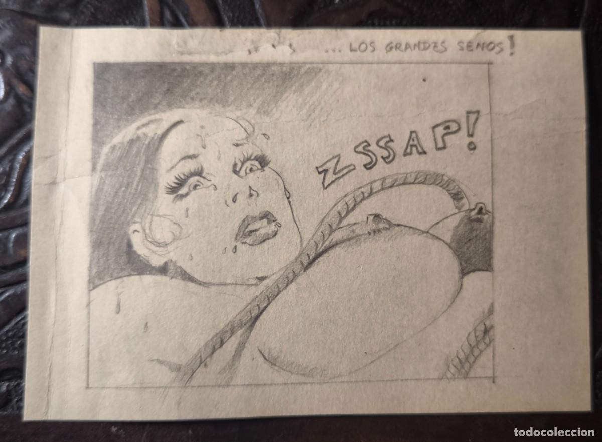 Comics : ILUSTRACI&Oacute;N DIBUJO A L&Aacute;PIZ. Boceto Trabajo. C&oacute;mic pulp horror er&oacute;tico. Escuela Valenciana A&ntilde;os 60/70