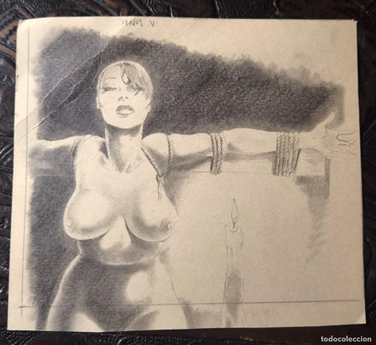 Comics: ILUSTRACI&Oacute;N DIBUJO A L&Aacute;PIZ. Boceto Trabajo. C&oacute;mic pulp horror er&oacute;tico. Escuela Valenciana A&ntilde;os 60/70