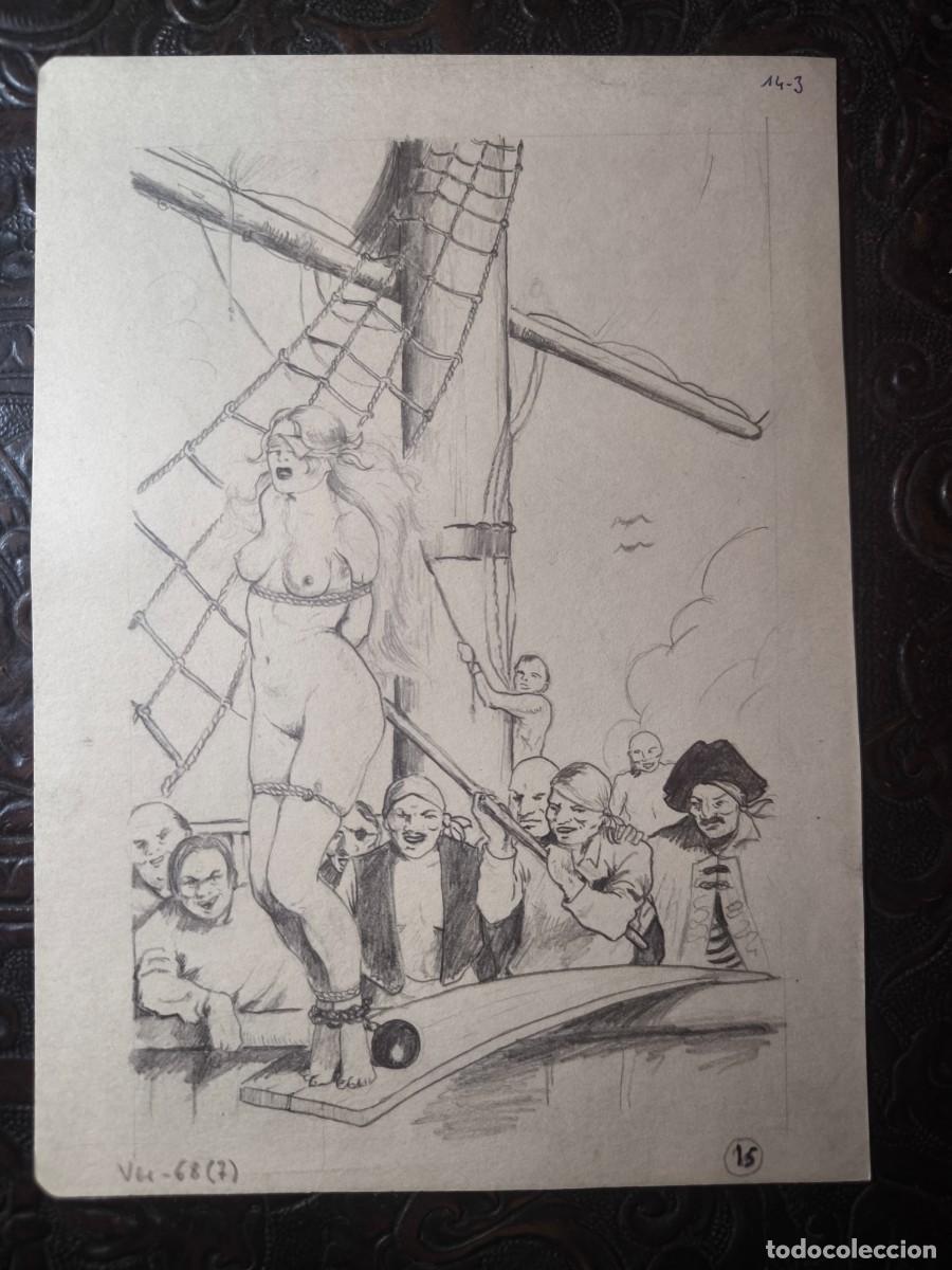 C&oacute;mics: ILUSTRACI&Oacute;N DIBUJO A L&Aacute;PIZ. Boceto Trabajo. C&oacute;mic pulp horror er&oacute;tico. Escuela Valenciana A&ntilde;os 60/70