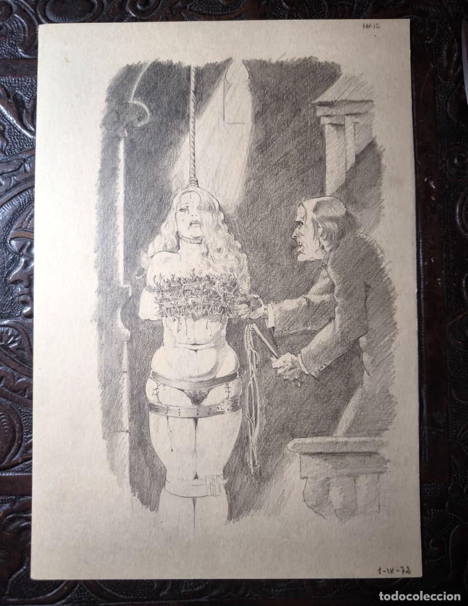 C&oacute;mics: ILUSTRACI&Oacute;N DIBUJO A L&Aacute;PIZ. Boceto Trabajo. C&oacute;mic pulp horror er&oacute;tico. Escuela Valenciana A&ntilde;os 60/70
