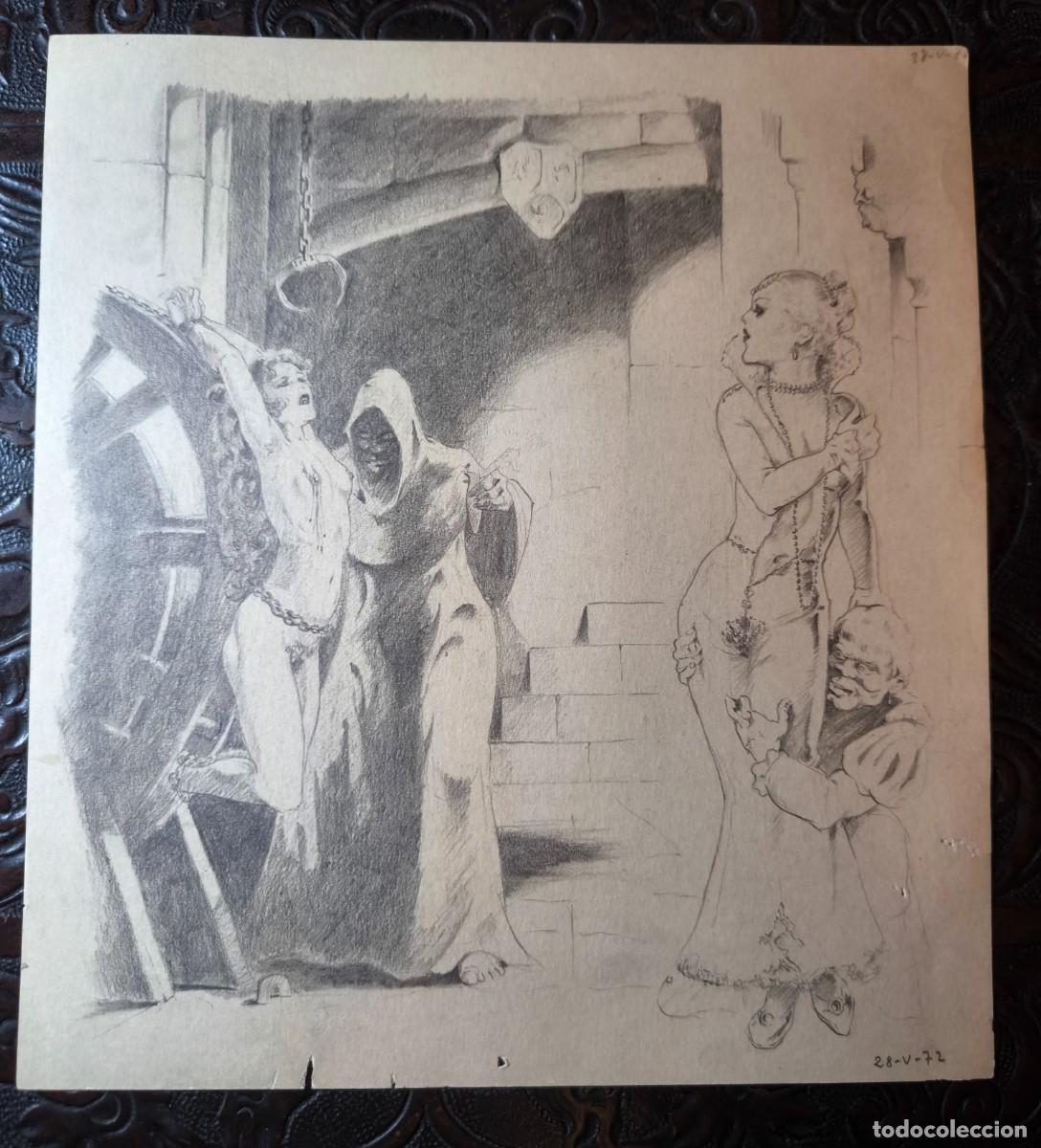 C&oacute;mics: ILUSTRACI&Oacute;N DIBUJO A L&Aacute;PIZ. Boceto Trabajo. C&oacute;mic pulp horror er&oacute;tico. Escuela Valenciana A&ntilde;os 60/70