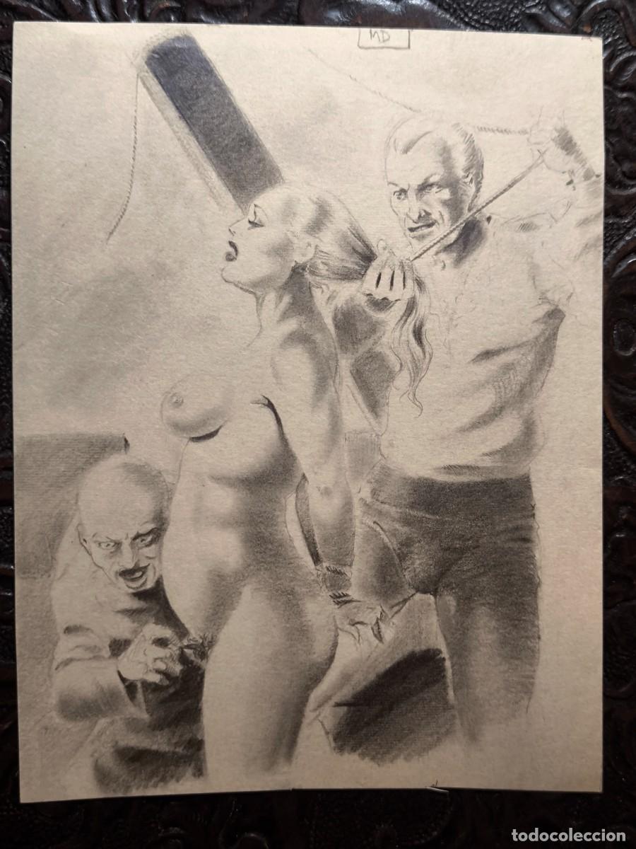 Comics : ILUSTRACI&Oacute;N DIBUJO A L&Aacute;PIZ. Boceto Trabajo. C&oacute;mic pulp horror er&oacute;tico. Escuela Valenciana A&ntilde;os 60/70