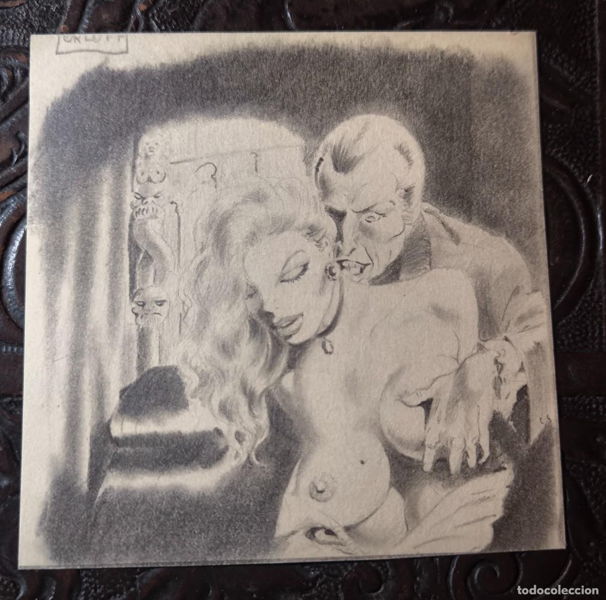 Comics: ILUSTRACI&Oacute;N DIBUJO A L&Aacute;PIZ. Boceto Trabajo. C&oacute;mic pulp horror er&oacute;tico. Escuela Valenciana A&ntilde;os 60/70