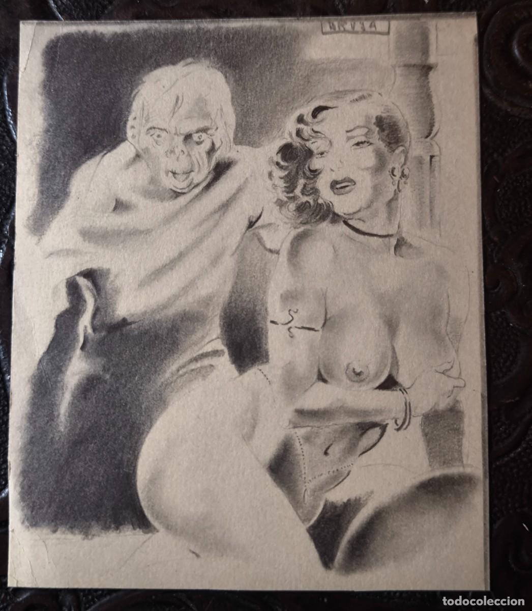 C&oacute;mics: ILUSTRACI&Oacute;N DIBUJO A L&Aacute;PIZ. Boceto Trabajo. C&oacute;mic pulp horror er&oacute;tico. Escuela Valenciana A&ntilde;os 60/70