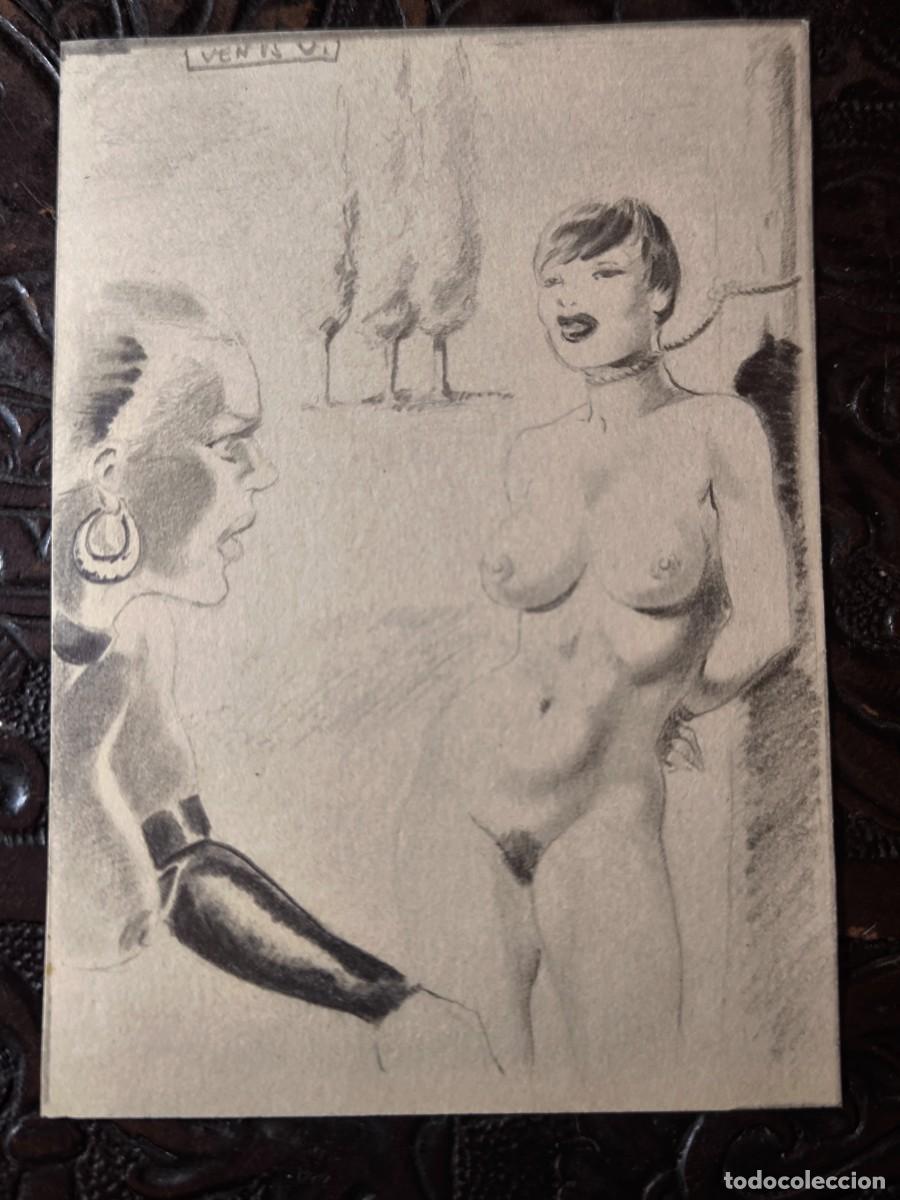 Comics: ILUSTRACI&Oacute;N DIBUJO A L&Aacute;PIZ. Boceto Trabajo. C&oacute;mic pulp horror er&oacute;tico. Escuela Valenciana A&ntilde;os 60/70
