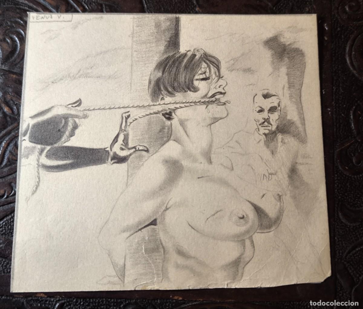 C&oacute;mics: ILUSTRACI&Oacute;N DIBUJO A L&Aacute;PIZ. Boceto Trabajo. C&oacute;mic pulp horror er&oacute;tico. Escuela Valenciana A&ntilde;os 60/70