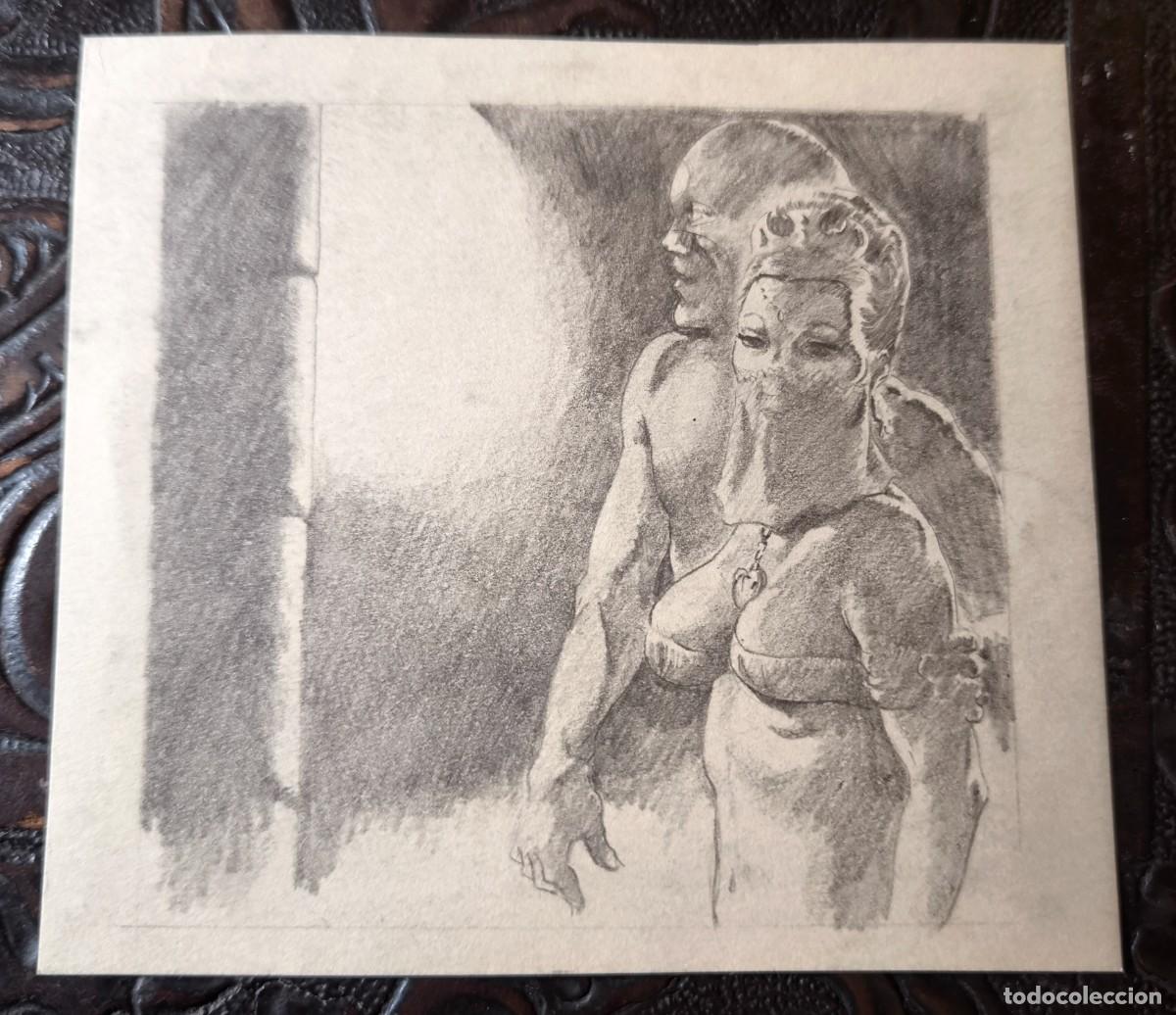 Comics: ILUSTRACI&Oacute;N DIBUJO A L&Aacute;PIZ. Boceto Trabajo. C&oacute;mic pulp horror er&oacute;tico. Escuela Valenciana A&ntilde;os 60/70