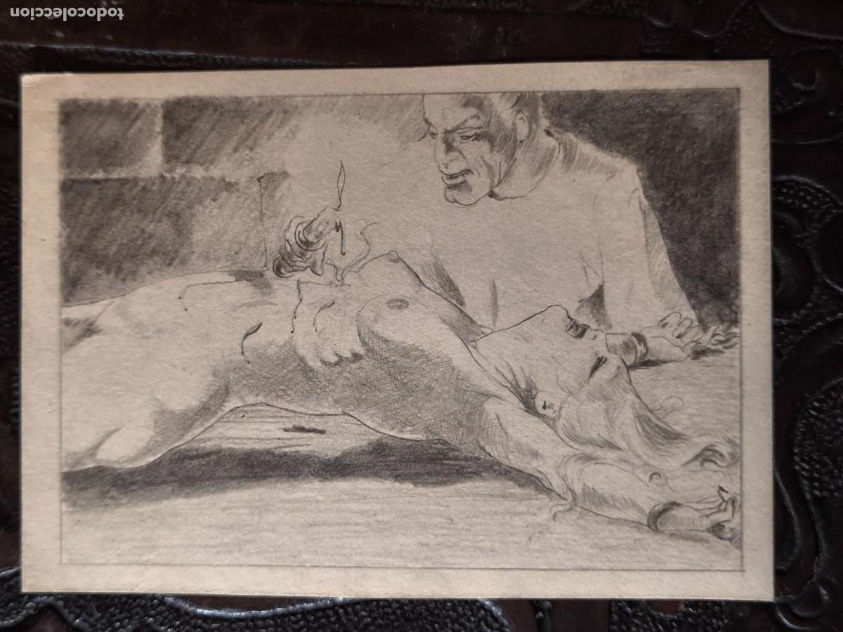 Comics: ILUSTRACI&Oacute;N DIBUJO A L&Aacute;PIZ. Boceto Trabajo. C&oacute;mic pulp horror er&oacute;tico. Escuela Valenciana A&ntilde;os 60/70