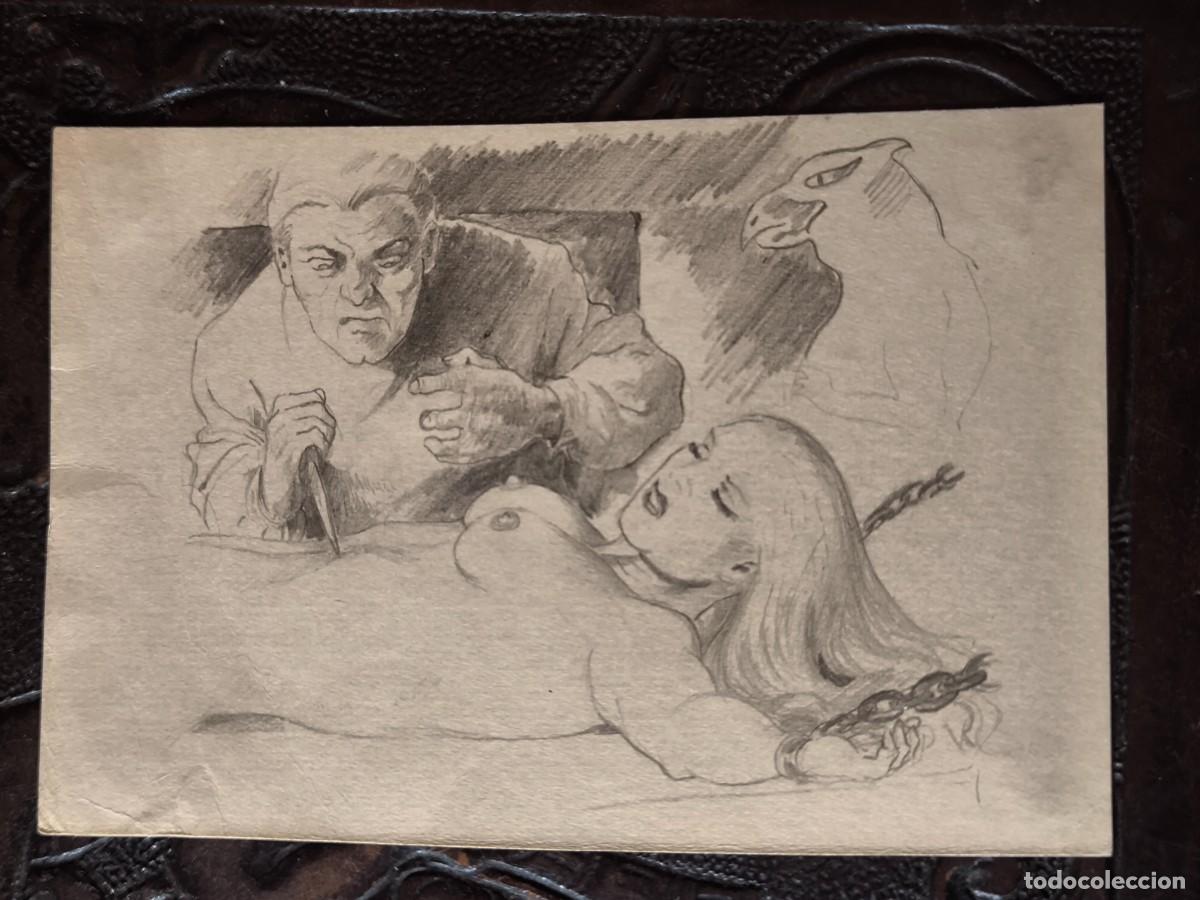 Comics: ILUSTRACI&Oacute;N DIBUJO A L&Aacute;PIZ. Boceto Trabajo. C&oacute;mic pulp horror er&oacute;tico. Escuela Valenciana A&ntilde;os 60/70