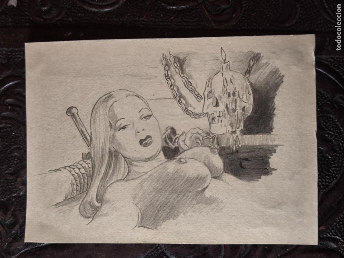 C&oacute;mics: ILUSTRACI&Oacute;N DIBUJO A L&Aacute;PIZ. Boceto Trabajo. C&oacute;mic pulp horror er&oacute;tico. Escuela Valenciana A&ntilde;os 60/70