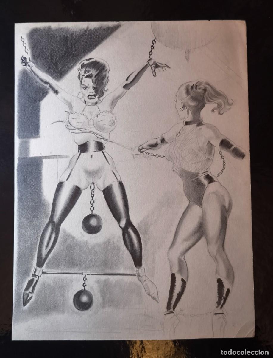 Comics: ILUSTRACI&Oacute;N DIBUJO A L&Aacute;PIZ. Boceto Trabajo. C&oacute;mic pulp horror er&oacute;tico. Escuela Valenciana A&ntilde;os 60/70