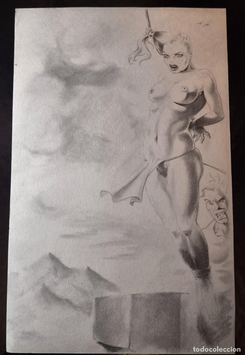 C&oacute;mics: ILUSTRACI&Oacute;N DIBUJO A L&Aacute;PIZ. Boceto Trabajo. C&oacute;mic pulp horror er&oacute;tico. Escuela Valenciana A&ntilde;os 60/70