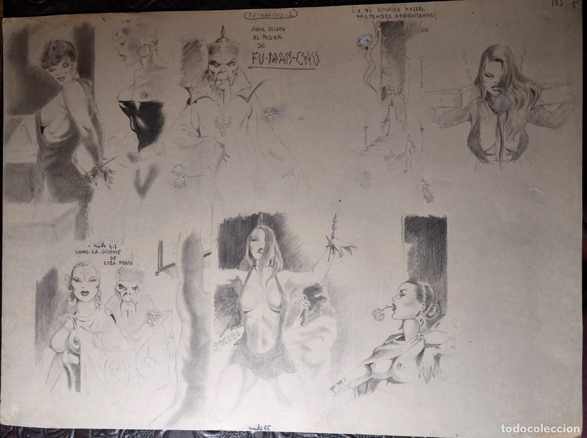 C&oacute;mics: ILUSTRACI&Oacute;N DIBUJO A L&Aacute;PIZ. Boceto Trabajo. C&oacute;mic pulp horror er&oacute;tico. Escuela Valenciana A&ntilde;os 60/70