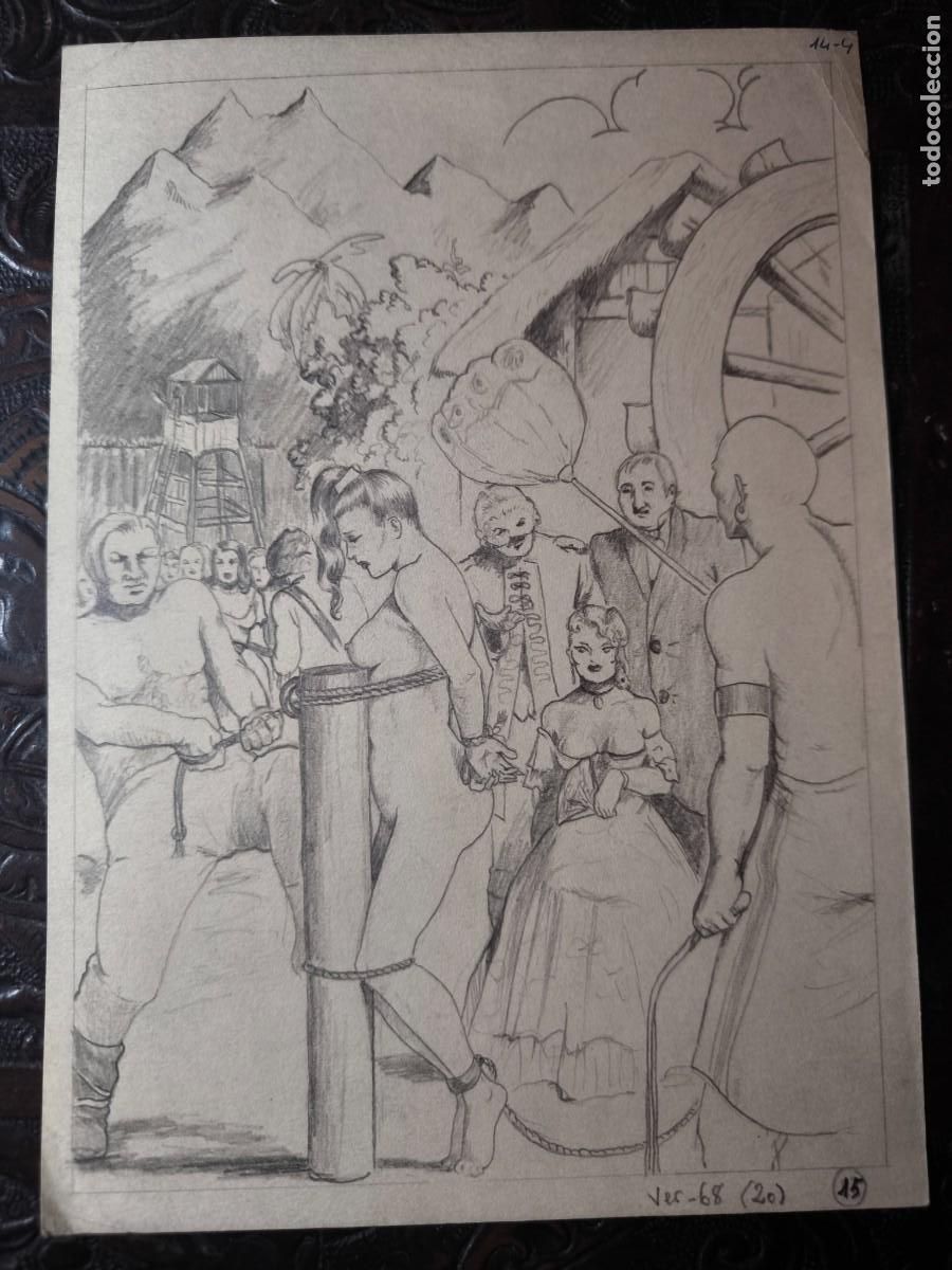 C&oacute;mics: ILUSTRACI&Oacute;N DIBUJO A L&Aacute;PIZ. Boceto Trabajo. C&oacute;mic pulp horror er&oacute;tico. Escuela Valenciana A&ntilde;os 60/70