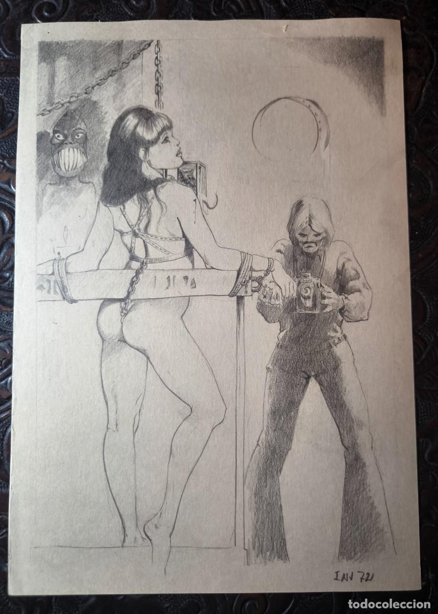 Comics : ILUSTRACI&Oacute;N DIBUJO A L&Aacute;PIZ. Boceto Trabajo. C&oacute;mic pulp horror er&oacute;tico. Escuela Valenciana A&ntilde;os 60/70