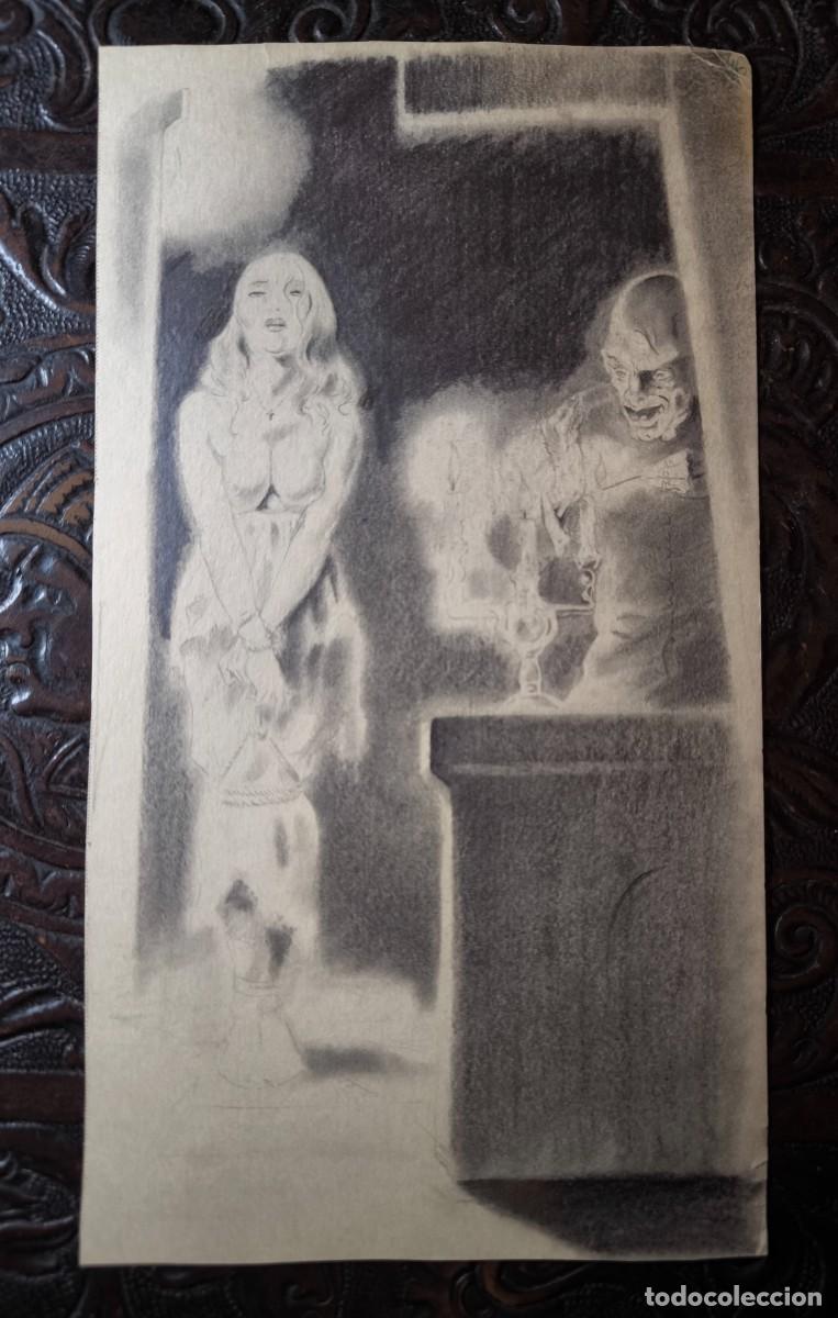 C&oacute;mics: ILUSTRACI&Oacute;N DIBUJO A L&Aacute;PIZ. Boceto Trabajo. C&oacute;mic pulp horror er&oacute;tico. Escuela Valenciana A&ntilde;os 60/70