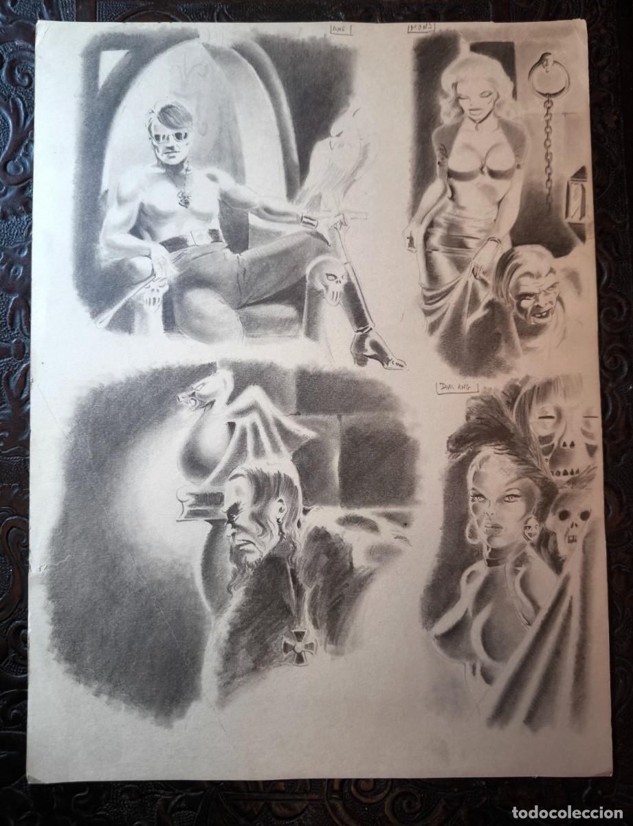 C&oacute;mics: ILUSTRACI&Oacute;N DIBUJO A L&Aacute;PIZ. Boceto Trabajo. C&oacute;mic pulp horror er&oacute;tico. Escuela Valenciana A&ntilde;os 60/70