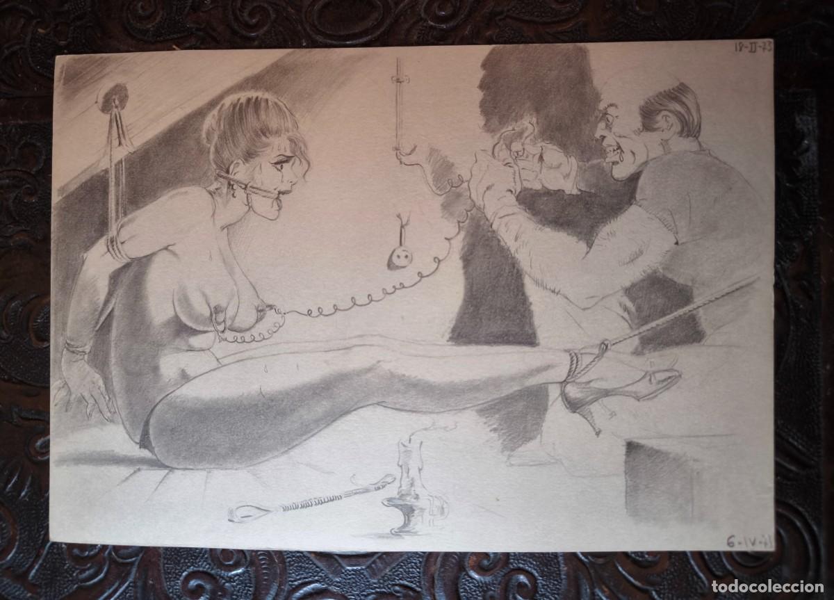 Comics : ILUSTRACI&Oacute;N DIBUJO A L&Aacute;PIZ. Boceto Trabajo. C&oacute;mic pulp horror er&oacute;tico. Escuela Valenciana A&ntilde;os 60/70