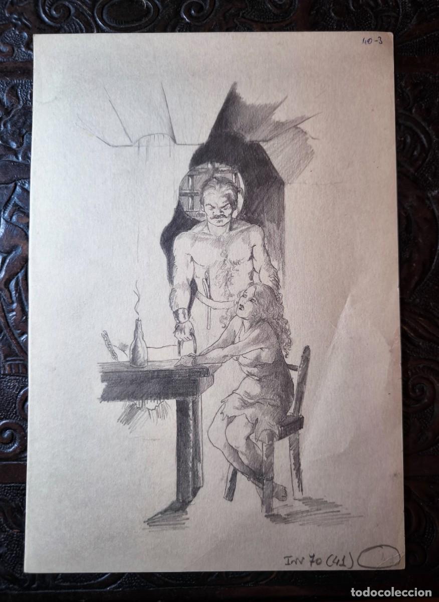 Comics : ILUSTRACI&Oacute;N DIBUJO A L&Aacute;PIZ. Boceto Trabajo. C&oacute;mic pulp horror er&oacute;tico. Escuela Valenciana A&ntilde;os 60/70