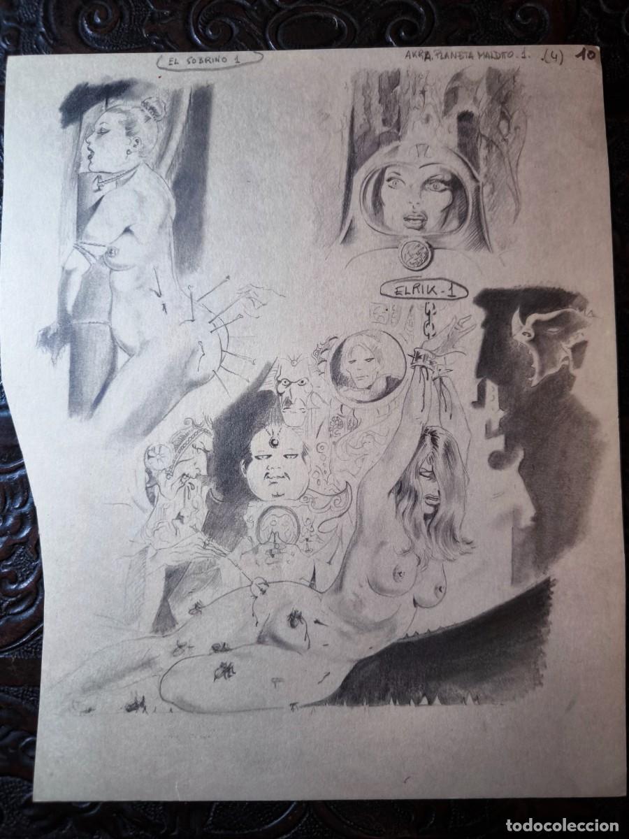 Comics : ILUSTRACI&Oacute;N DIBUJO A L&Aacute;PIZ. Boceto Trabajo. C&oacute;mic pulp horror er&oacute;tico. Escuela Valenciana A&ntilde;os 60/70