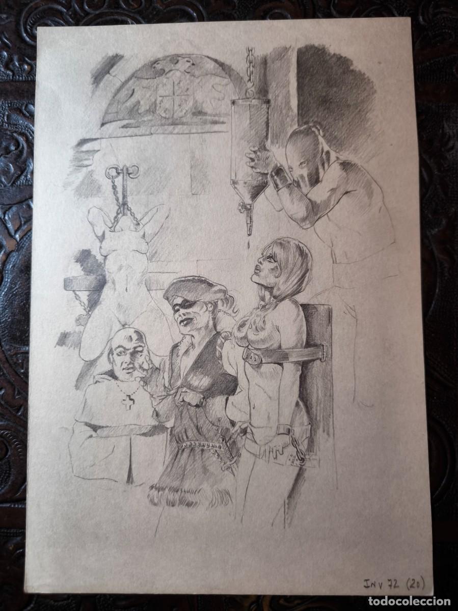 Comics : ILUSTRACI&Oacute;N DIBUJO A L&Aacute;PIZ. Boceto Trabajo. C&oacute;mic pulp horror er&oacute;tico. Escuela Valenciana A&ntilde;os 60/70