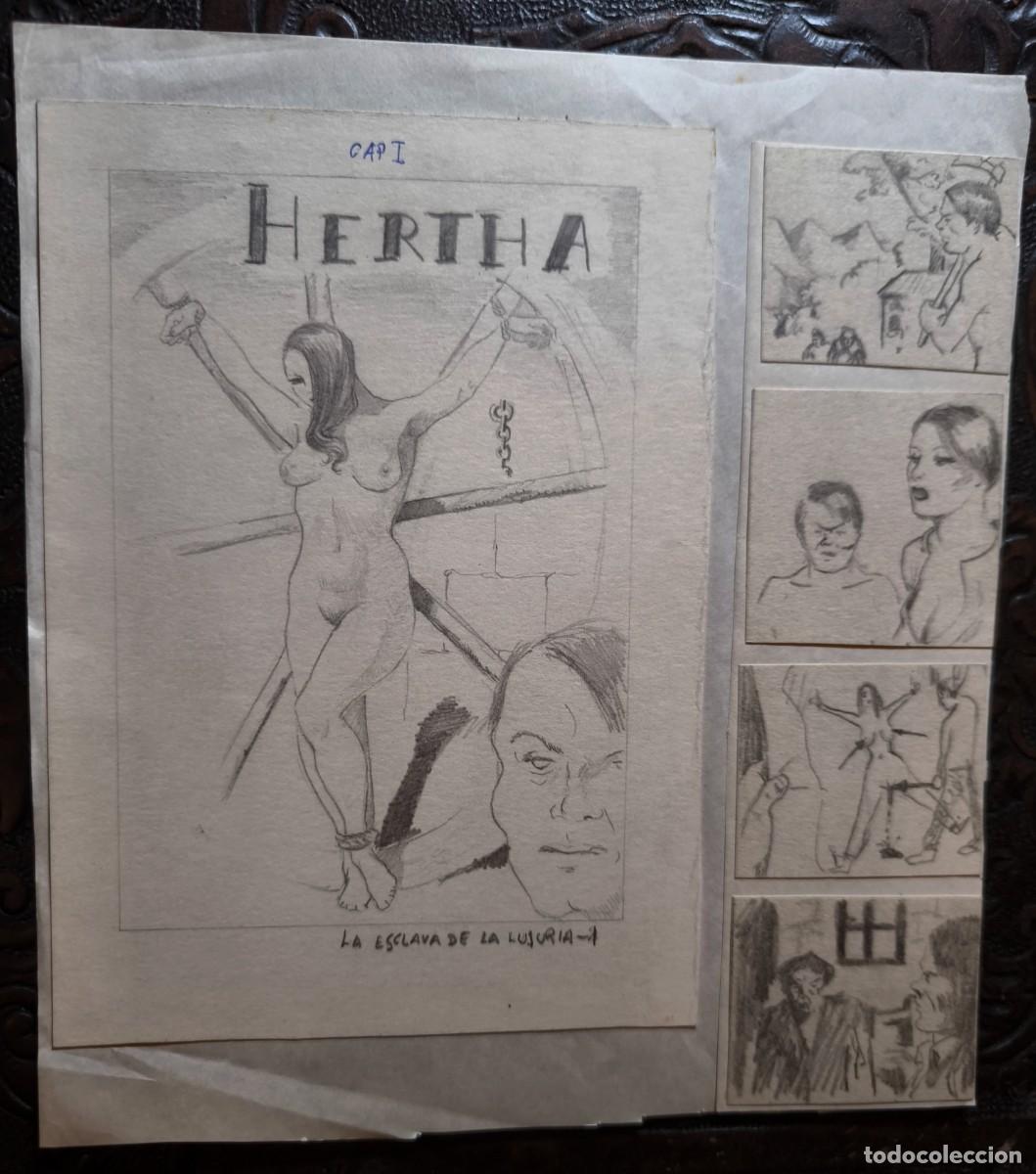 Comics : ILUSTRACI&Oacute;N DIBUJO A L&Aacute;PIZ. Boceto Trabajo. C&oacute;mic pulp horror er&oacute;tico. Escuela Valenciana A&ntilde;os 60/70