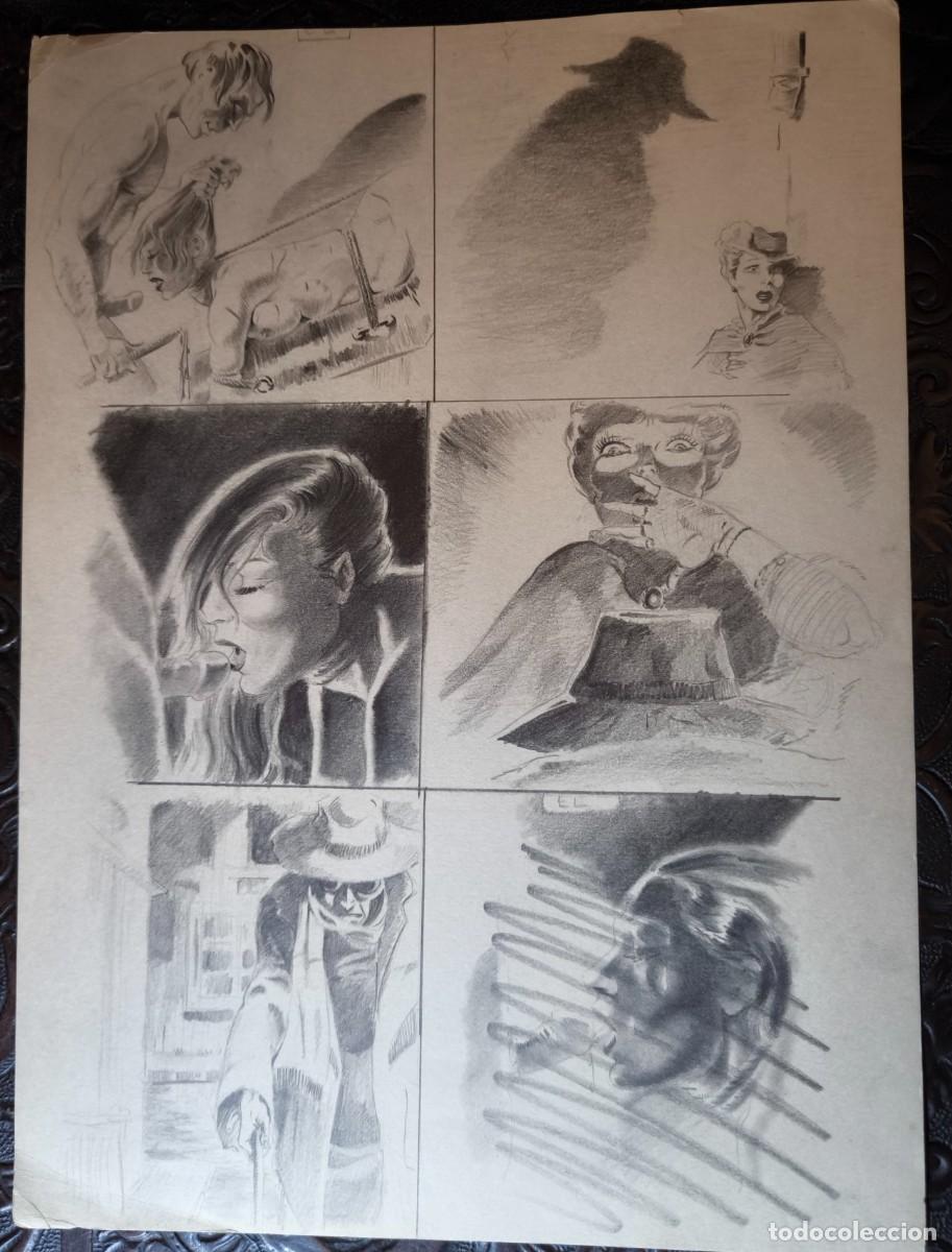 Comics : ILUSTRACI&Oacute;N DIBUJO A L&Aacute;PIZ. Boceto Trabajo. C&oacute;mic pulp horror er&oacute;tico. Escuela Valenciana A&ntilde;os 60/70
