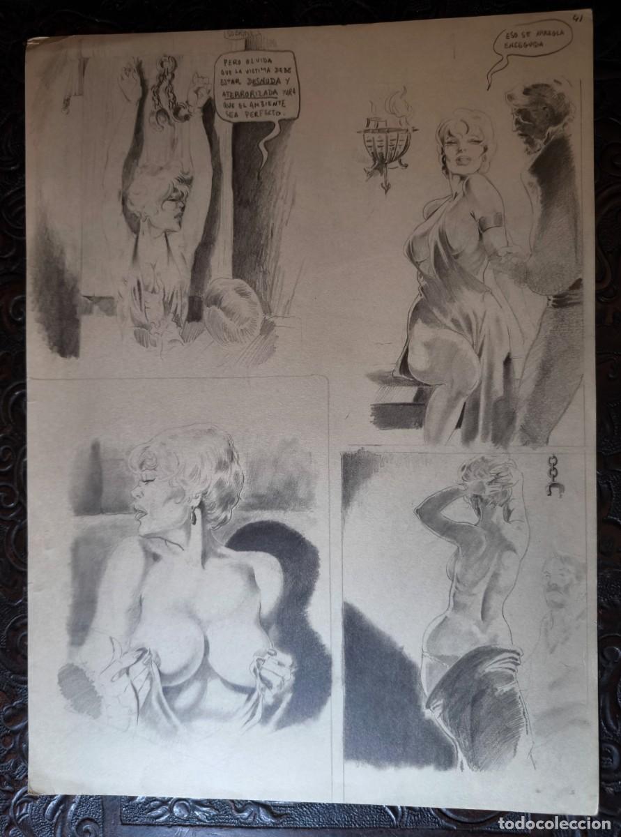 Comics : ILUSTRACI&Oacute;N DIBUJO A L&Aacute;PIZ. Boceto Trabajo. C&oacute;mic pulp horror er&oacute;tico. Escuela Valenciana A&ntilde;os 60/70