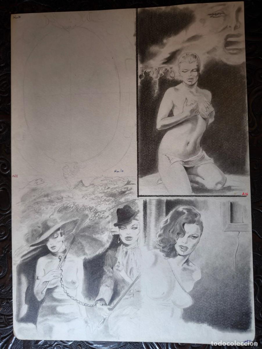 Comics : ILUSTRACI&Oacute;N DIBUJO A L&Aacute;PIZ. Boceto Trabajo. C&oacute;mic pulp horror er&oacute;tico. Escuela Valenciana A&ntilde;os 60/70