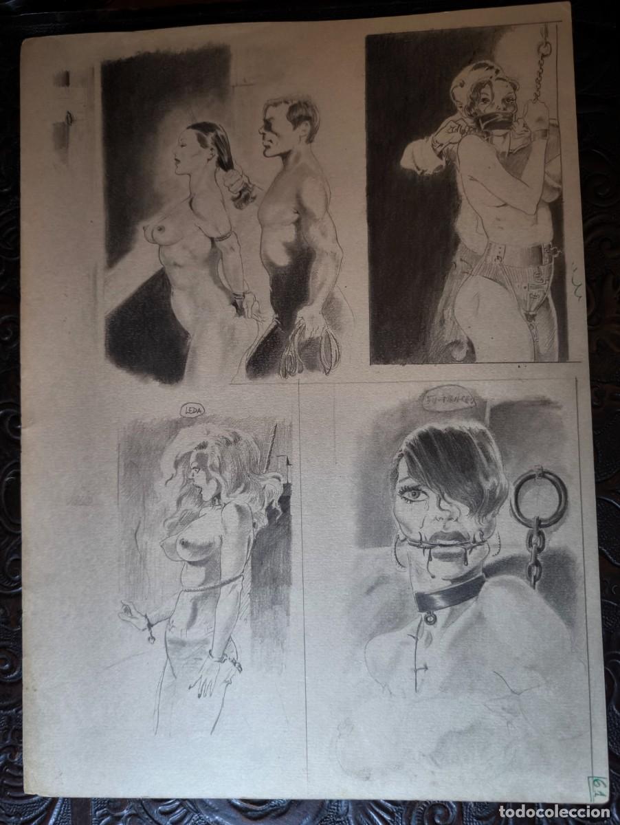 Comics : ILUSTRACI&Oacute;N DIBUJO A L&Aacute;PIZ. Boceto Trabajo. C&oacute;mic pulp horror er&oacute;tico. Escuela Valenciana A&ntilde;os 60/70