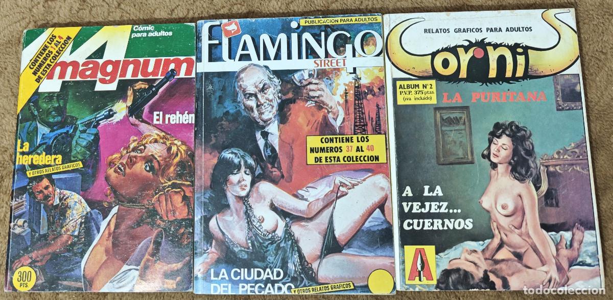 C&oacute;mics: CORNIS n&ordm; 2 (Astri 1.987) + FLAMINGO n&ordm; 10 (Zinco 1.988) + MAGNUM 44 n&ordm; 1 (Zinco 1985) 3 tomos.