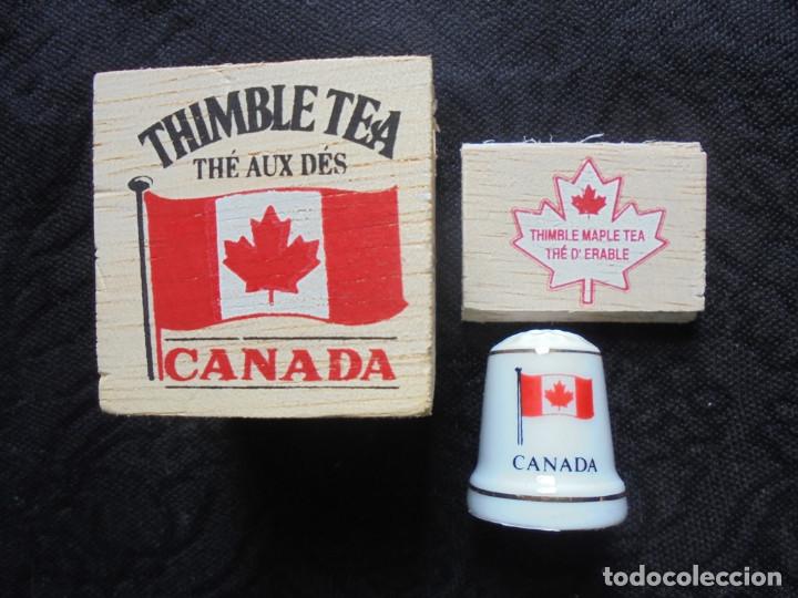 Coleccionismo de dedales: Dedal de Canada souvenir, contiene te. - Foto 1