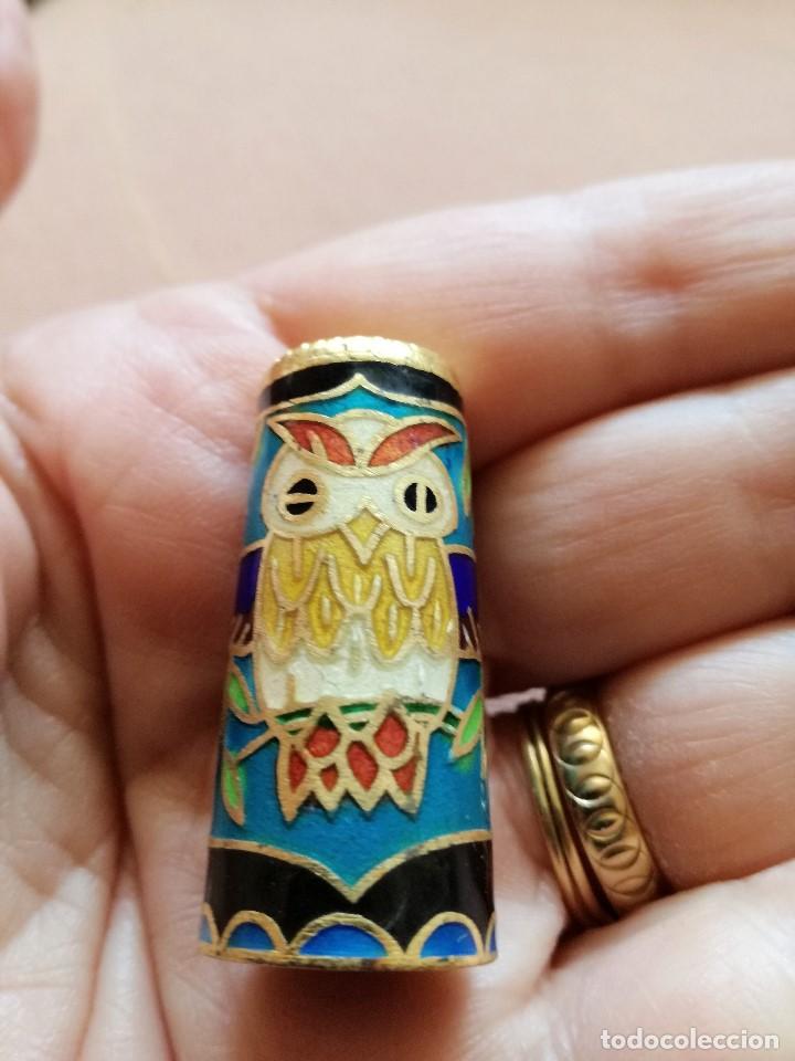 Coleccionismo de dedales: DEDAL DE CLOISONNE BUHO DE LA SUERTE - Foto 1