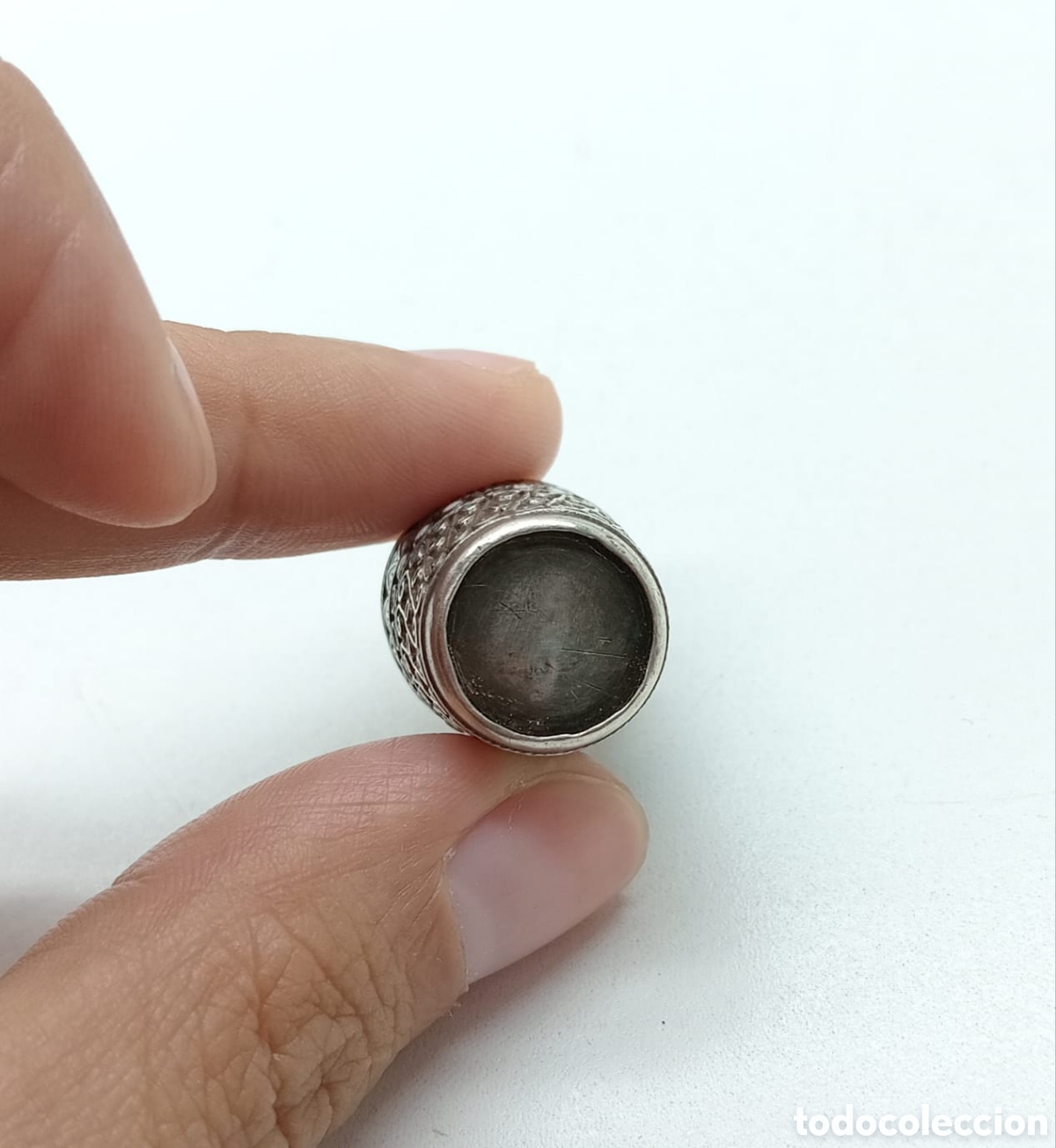 Coleccionismo de dedales: Antiguo dedal de plata 925, con esmalte. - Foto 3