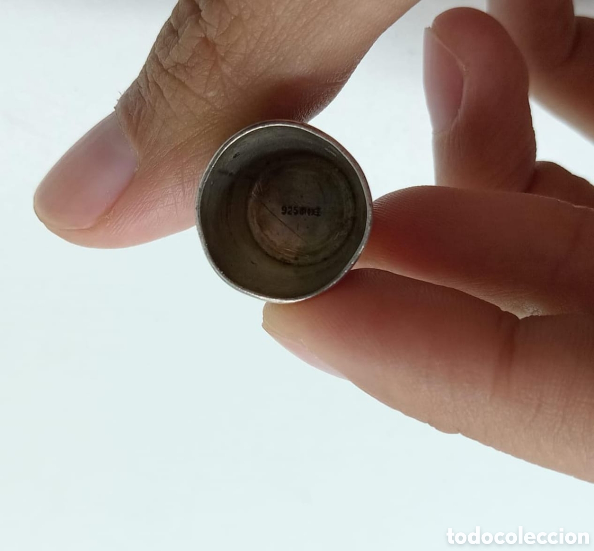 Coleccionismo de dedales: Antiguo dedal de plata 925, con esmalte. - Foto 4
