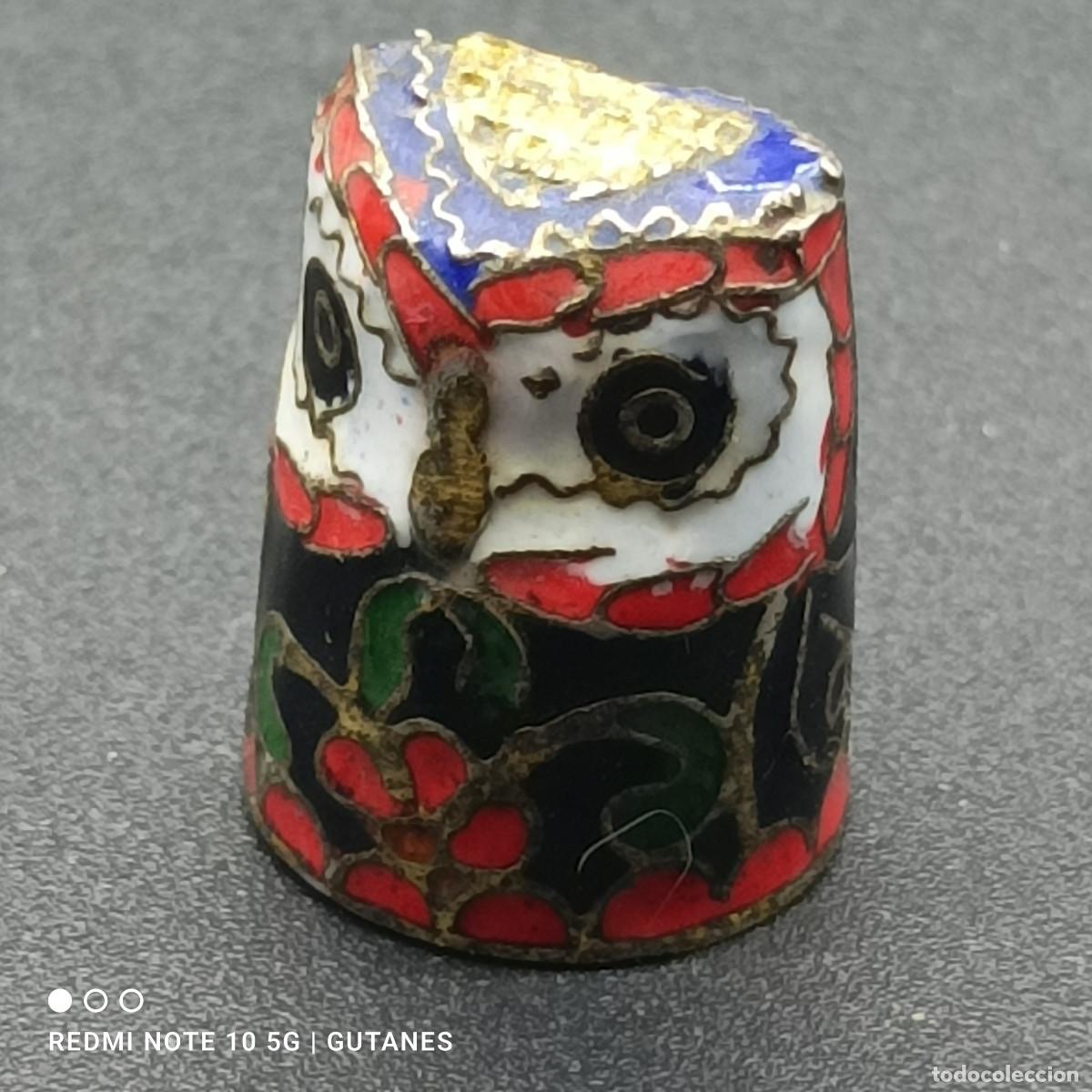 Coleccionismo de dedales: DEDAL DE METAL BUHO ESMALTADO - Foto 1
