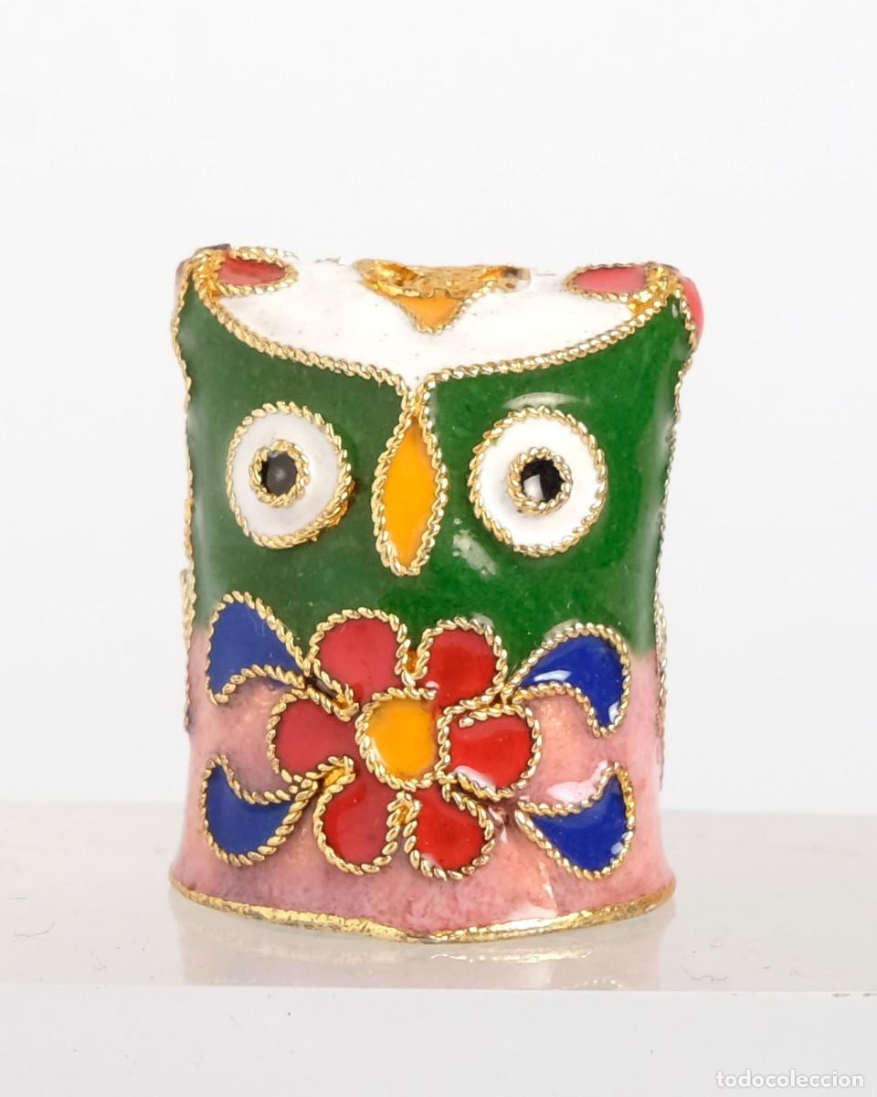 Coleccionismo de dedales: Dedal coleccionable de cloisonn&eacute; y esmalte con b&uacute;ho. NUEVO - Foto 1