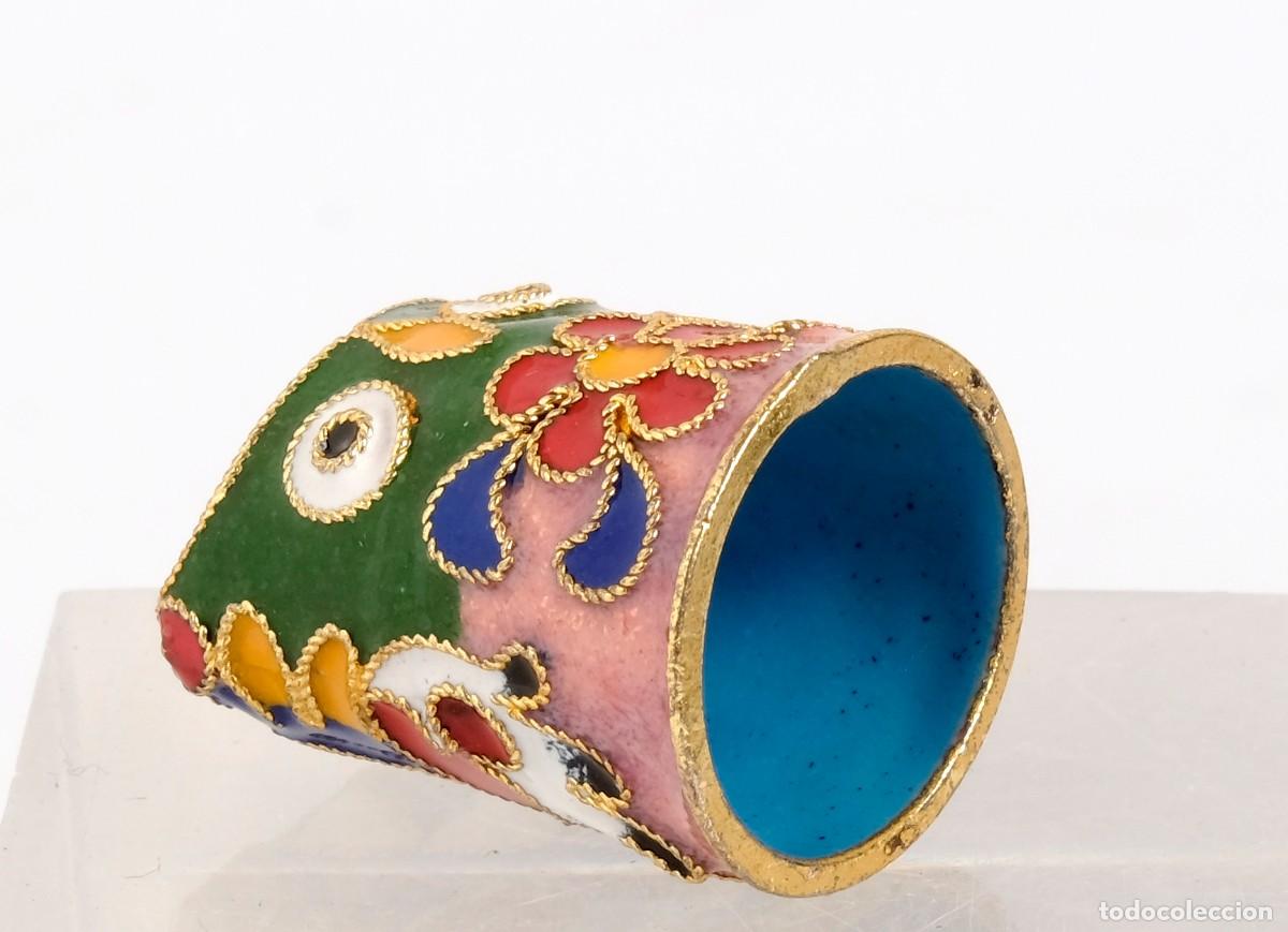 Coleccionismo de dedales: Dedal coleccionable de cloisonn&eacute; y esmalte con b&uacute;ho. NUEVO - Foto 4