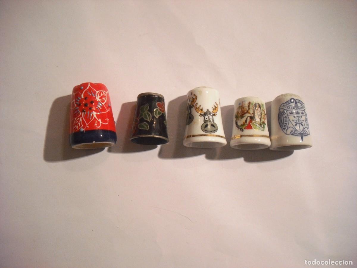 Collezionismo di ditali: DEDALES DE PORCELANA, LOTE DE 5 DE DIFERENTES TEMATICAS