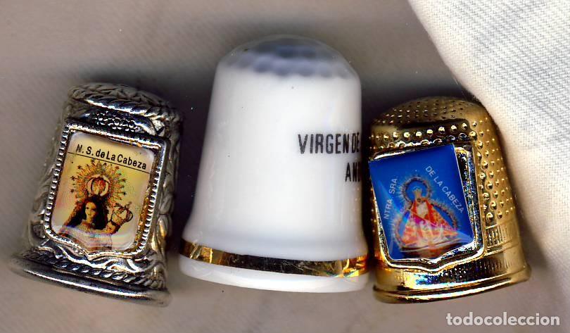 Coleccionismo de dedales: TRES DEDALES.- RECUERDO DE LA VIRGEN DE LA CABEZA.-ADDUJAR.-