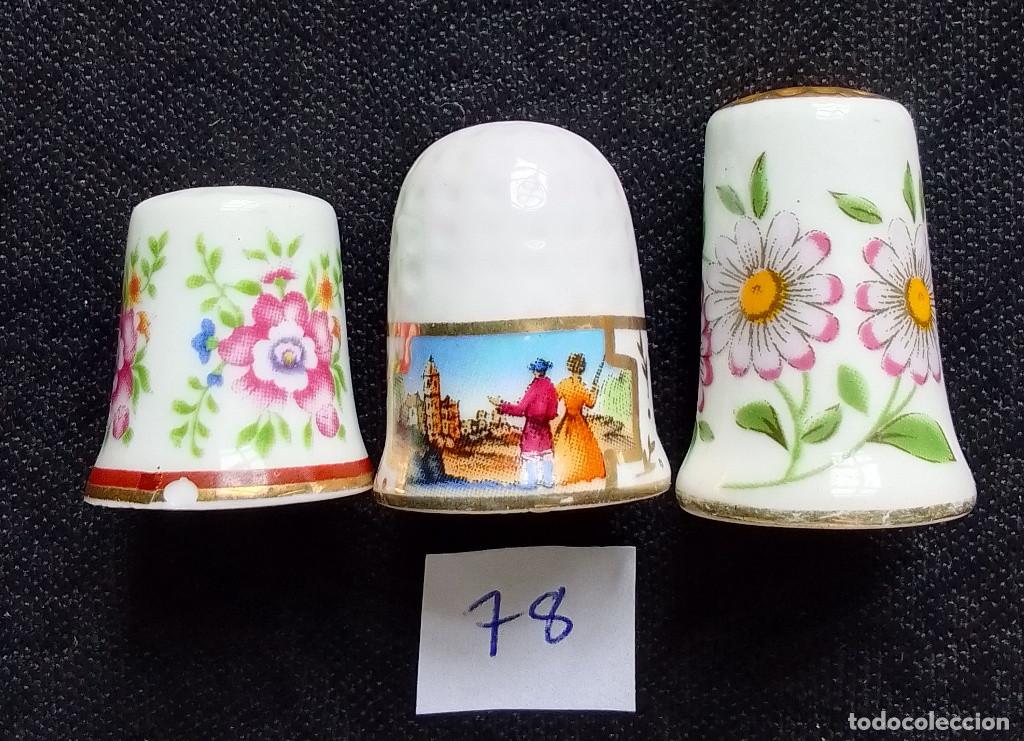 Coleccionismo de dedales: 3 dedales varios con flores - de cer&aacute;mica