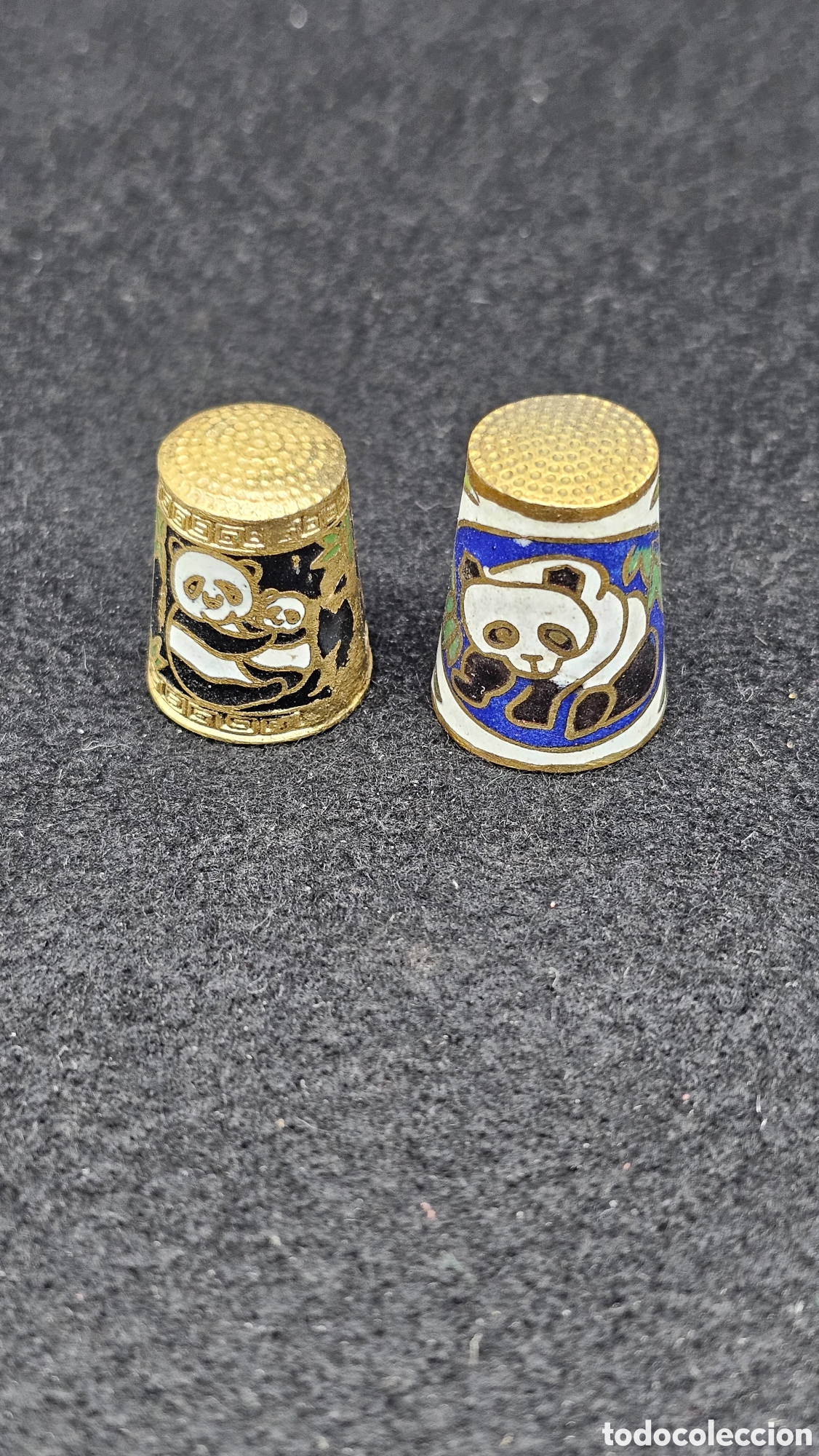 Colecionismo de dedais: Dedales panda de cloison&eacute; / cloisonne