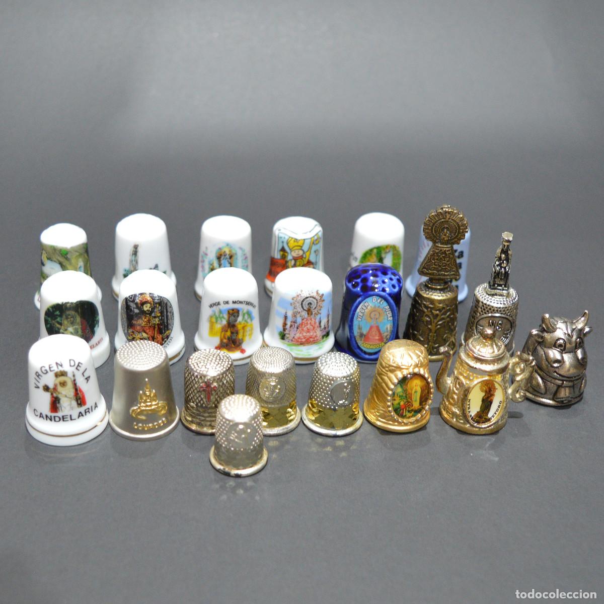 Coleccionismo de dedales: LOTE COLECCI&Oacute;N DE 22 DEDALES MOTIVO VIRGEN RELIGI&Oacute;N EN PORCELANA Y MET&Aacute;LICOS