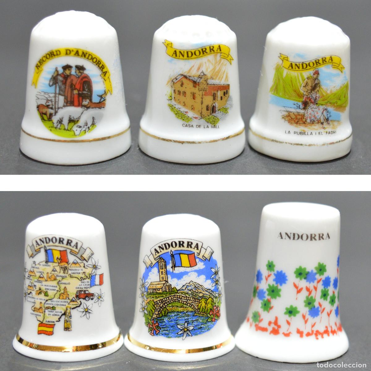 Coleccionismo de dedales: LOTE 6 DEDALES DE PORCELANA ANDORRA DEDALES DEL MUNDO