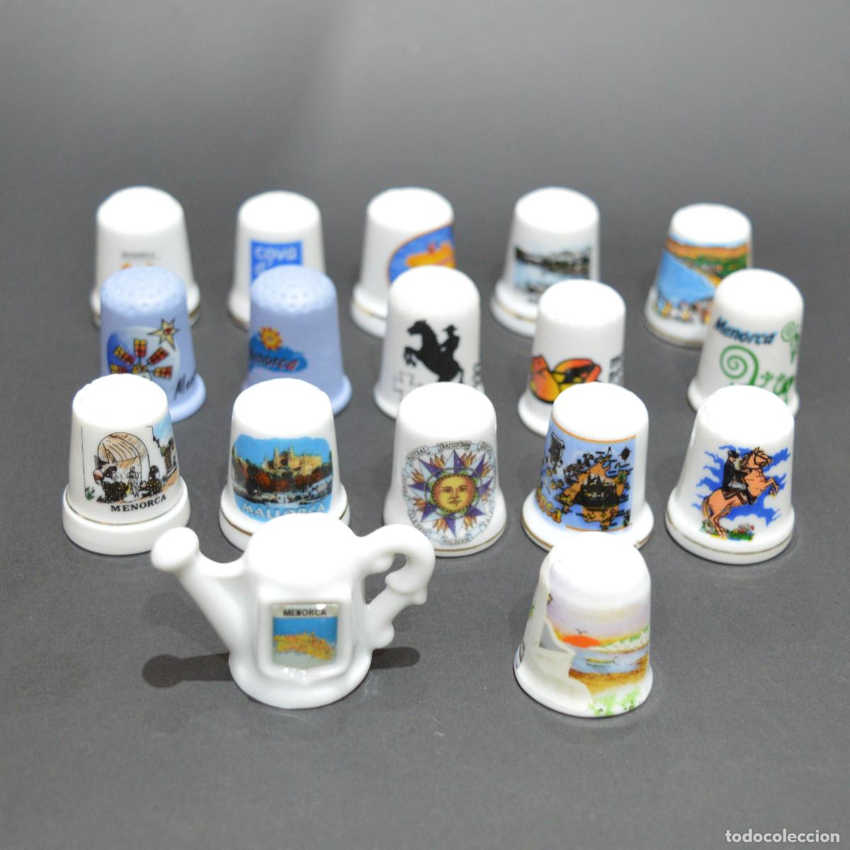 Coleccionismo de dedales: LOTE 17 DEDALES DE PORCELANA ISLAS BALEARES DEDALES DEL MUNDO