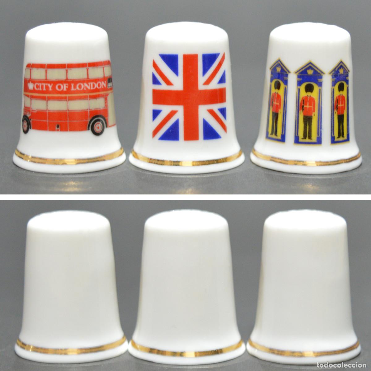 Collezionismo di ditali: LOTE 3 DEDALES DE PORCELANA Y FILO DE ORO INGLATERRA ENGLAND THIMBLES